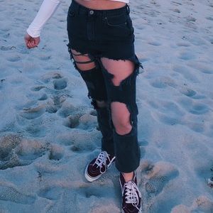 BDG black ripped boyfriend jeans - high rise